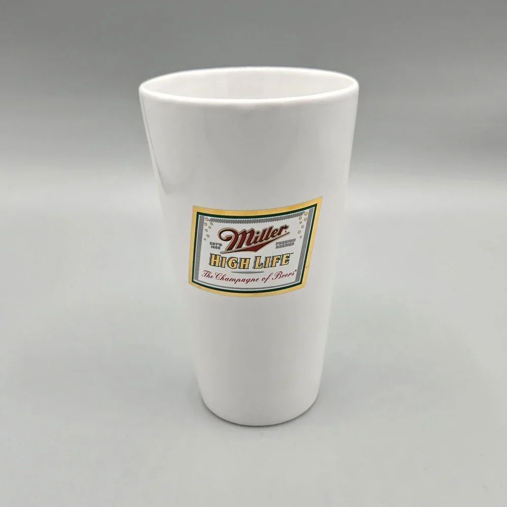 Miller High Life Domex Ceramic Pilsner Glass White Made in Germany 6